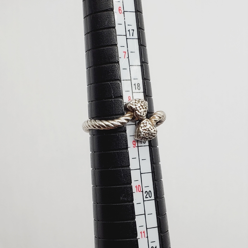 Genuine Diamond Accent 925 Sterling Silver Open Double Heart Rope Ring - Picture 5 of 6